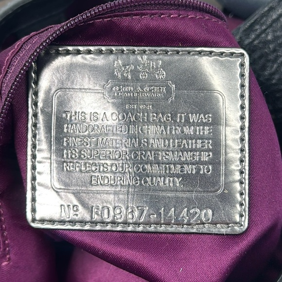 COACH MAGGIE OP ART HOBO PURPLE CHAINLINK SATCHEL HANDBAG CARRYALL F0967-14420 - Picture 9 of 10